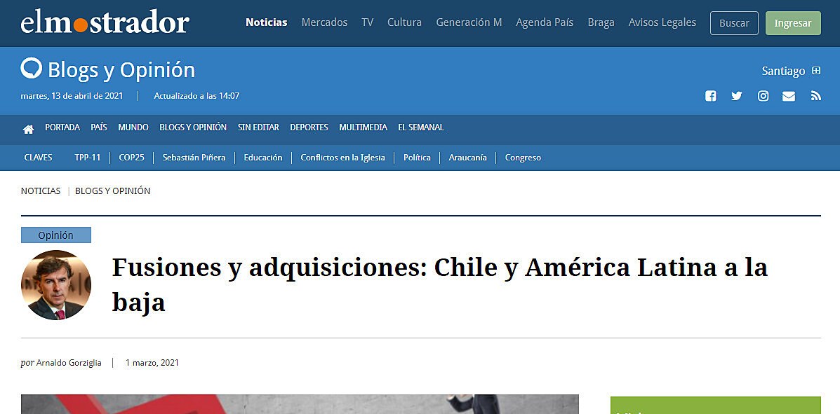 Fusiones y adquisiciones: Chile y Amrica Latina a la baja